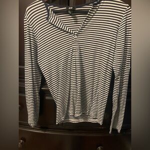 H&M Striped Long Sleeve Henley Size XS